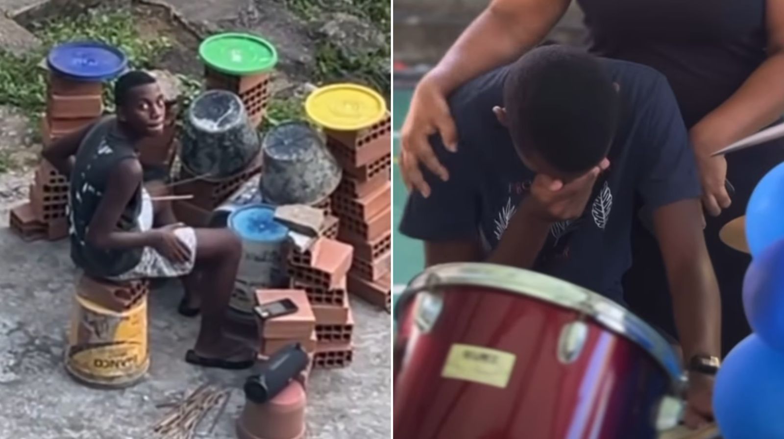 adolescente-que-tocava-com-tijolos-e-baldes-ganha-bateria:-‘adorava-com-o-que-tinha’
