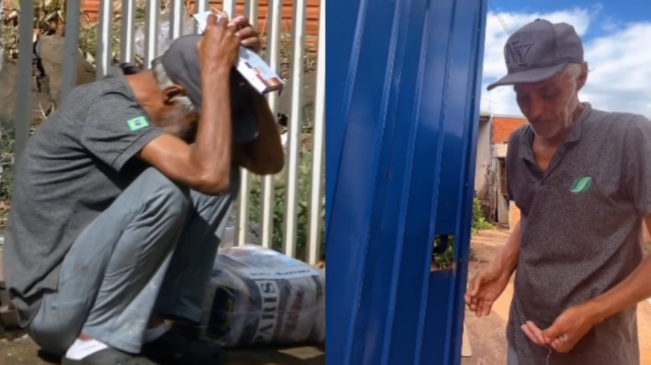 idoso-se-emociona-ao-ganhar-biblia-e-cesta-basica-na-porta-de-casa:-‘orei-a-deus’