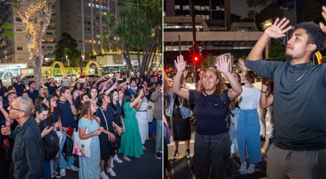 com-coral,-jovens-evangelizam-na-avenida-paulista:-‘pregamos-a-mensagem-de-esperanca’